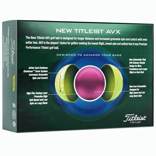 TITLEIST AVX GOLF BALLS – YELLOW 2 TITLEIST AVX GOLF BALLS – YELLOW - Image 2