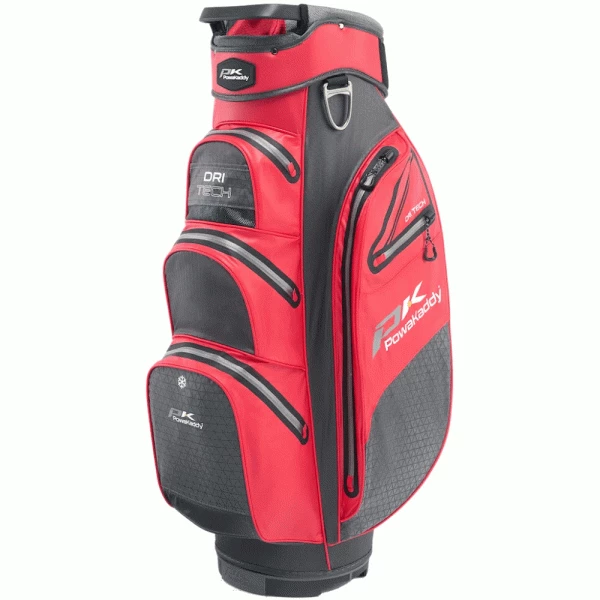 POWAKADDY DRI-TECH 14 WAY WATERPROOF GOLF CART TROLLEY BAG – RED / GREY 1 POWAKADDY DRI-TECH 14 WAY WATERPROOF GOLF CART TROLLEY BAG – RED / GREY