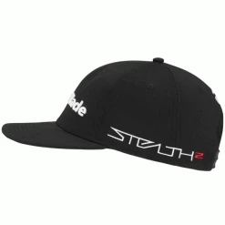 TAYLORMADE TOUR FLAT BILL STEALTH2 GOLF CAP – BLACK -BALLS Sales Store TOURFLATBILL BLACK3 600x600 1