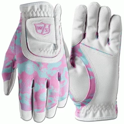 WILSON STAFF JUNIOR CAMO PRINT ONE SIZE FITS ALL GOLF GLOVE – CAMO PINK