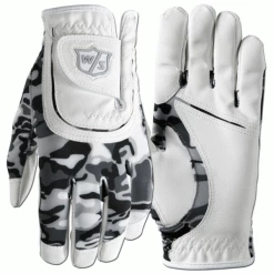 WILSON STAFF JUNIOR CAMO PRINT ONE SIZE FITS ALL GOLF GLOVE – CAMO WHITE